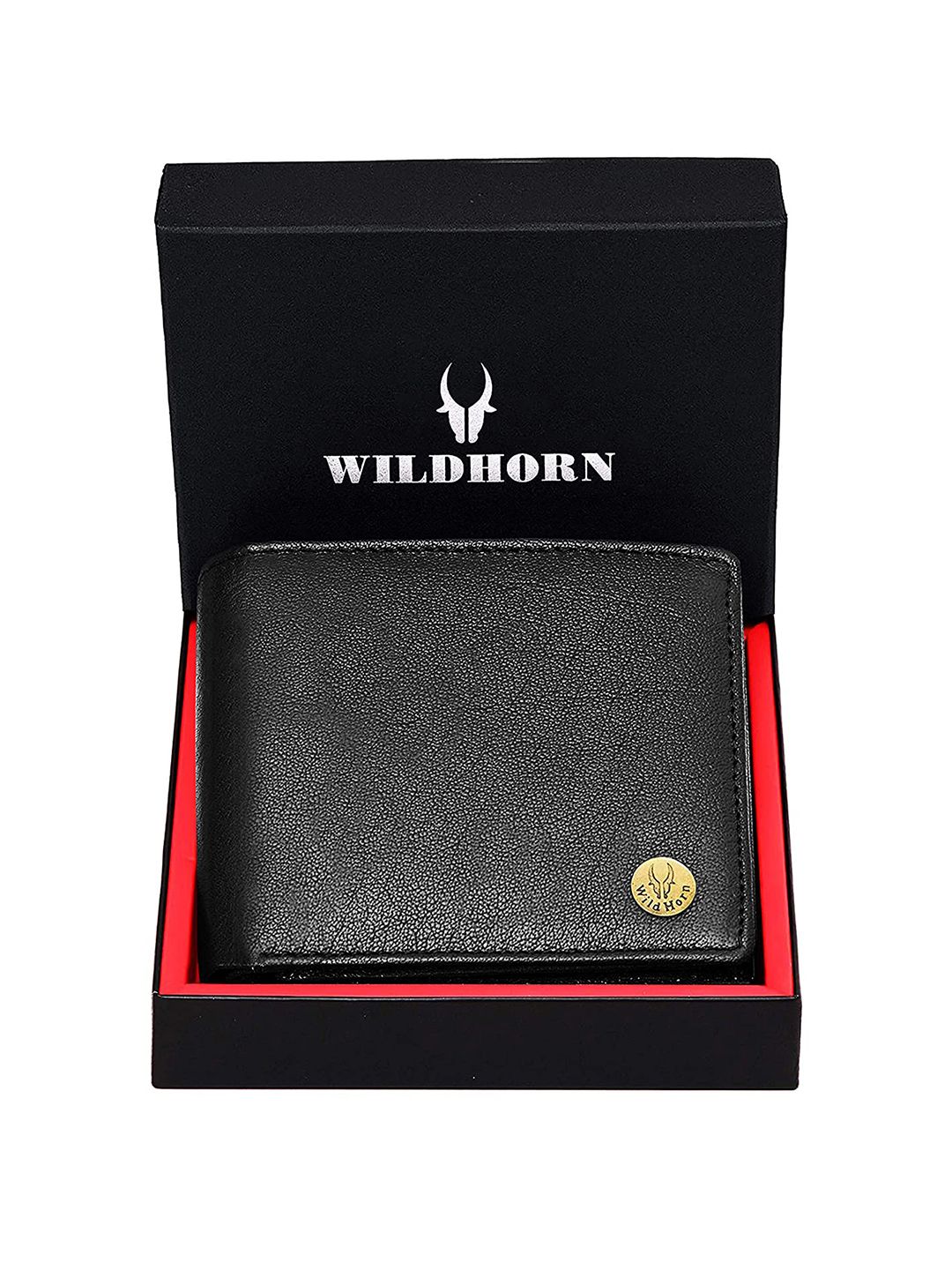 WildHorn Men Black Solid Genuine Leather Two Fold Wallet