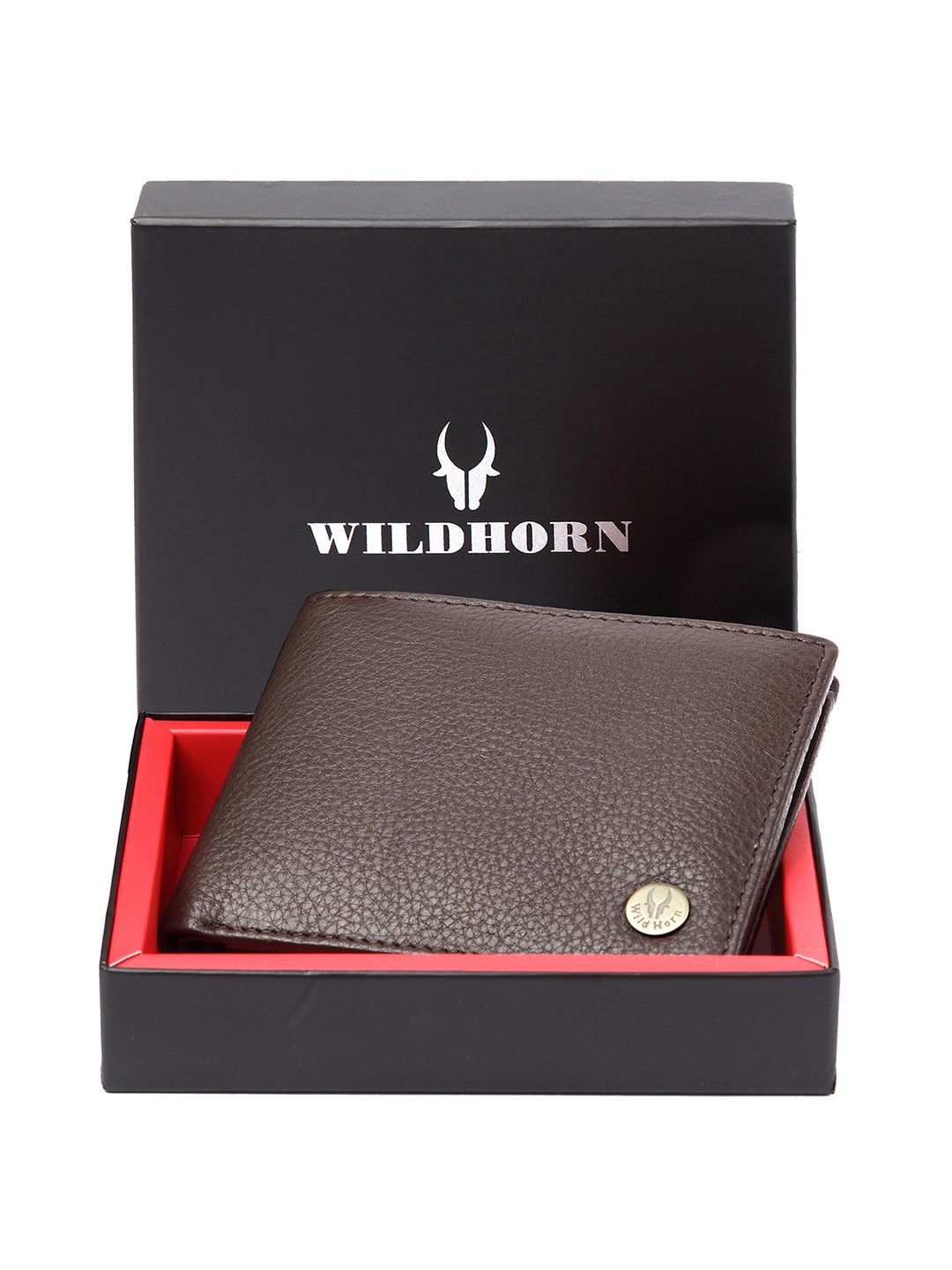 WildHorn Men Brown Solid Genuine Leather Two Fold Wallet