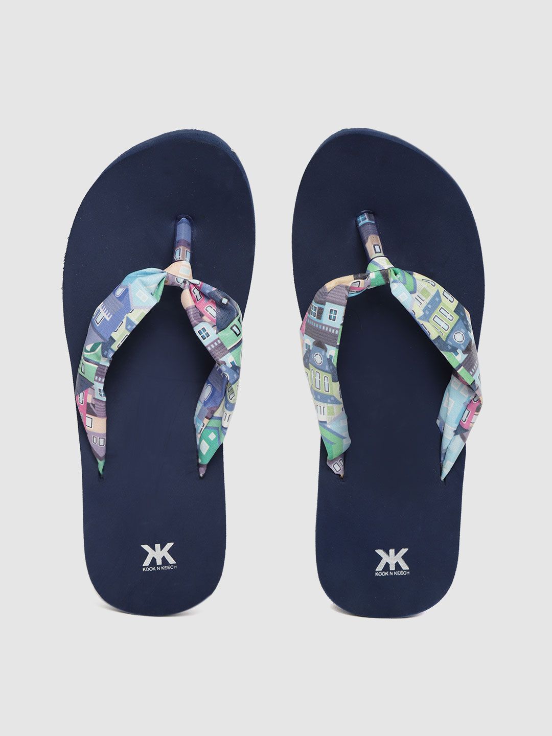 Kook N Keech Women Multicoloured Printed Thong Flip-Flops Price in India