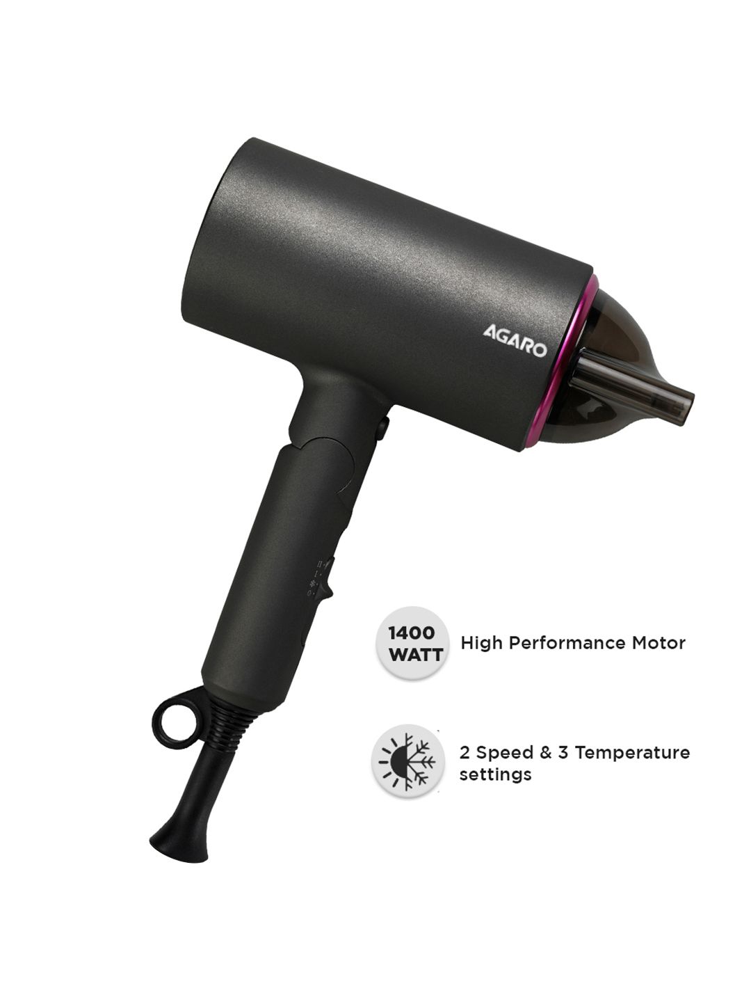 Agaro HD-1214 Hair Dryer - Black Price in India