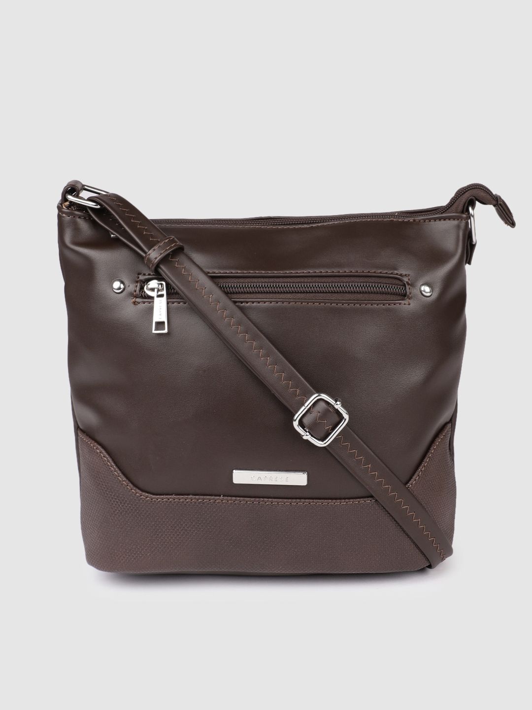 Caprese Brown Solid Sling Bag Price in India