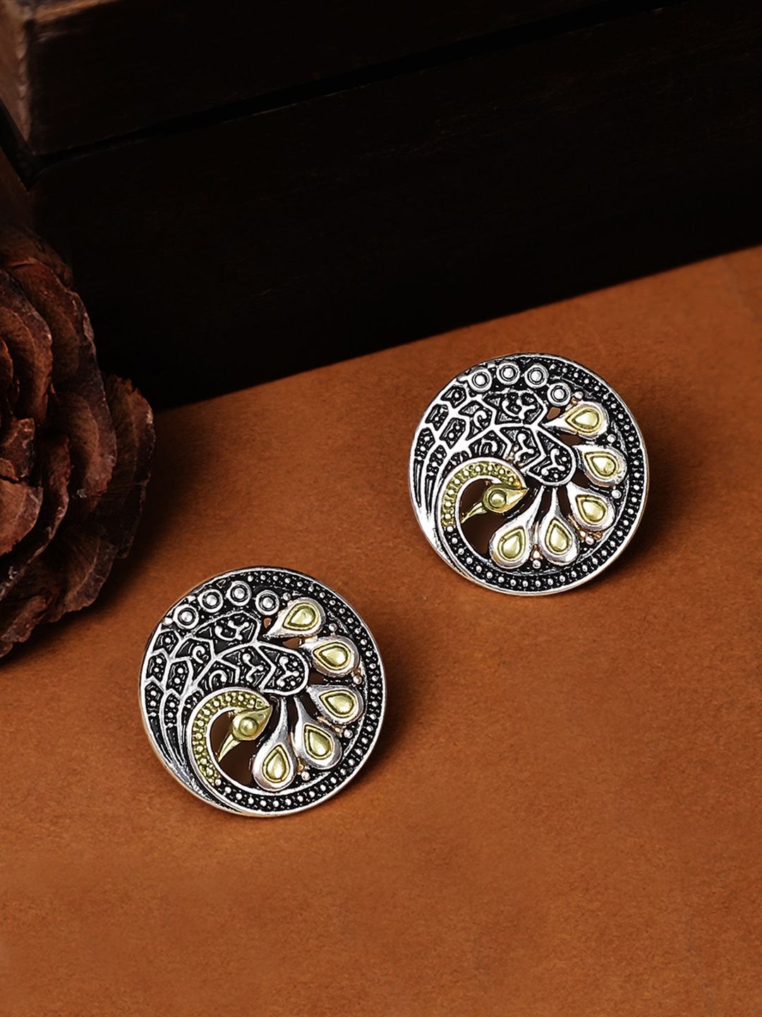Rubans Silver-Plated & Gold-Toned Classic Studs Price in India