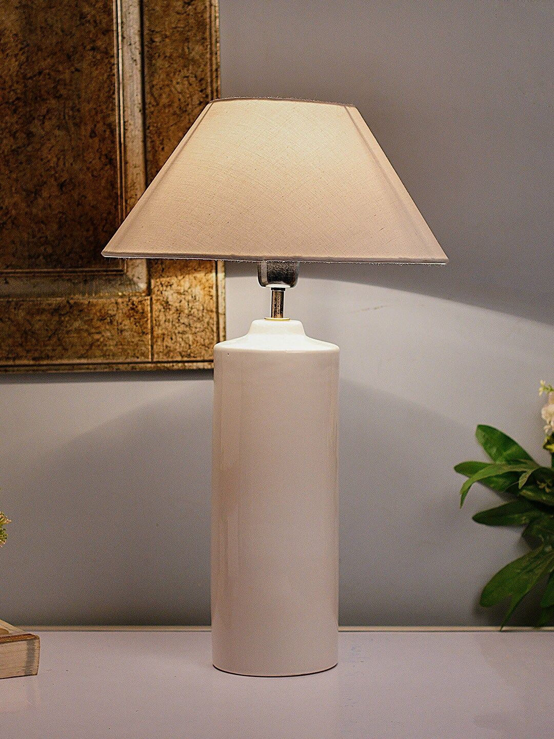 Homesake White Solid Handcrafted Table Lamp Price in India