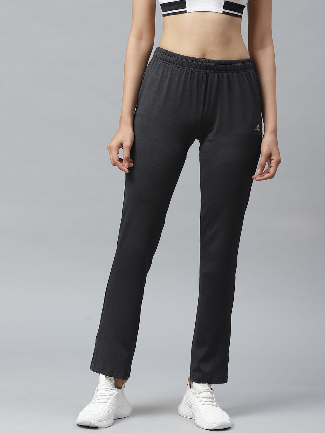 ADIDAS Women Charcoal Grey Solid Workout Pants Price in India