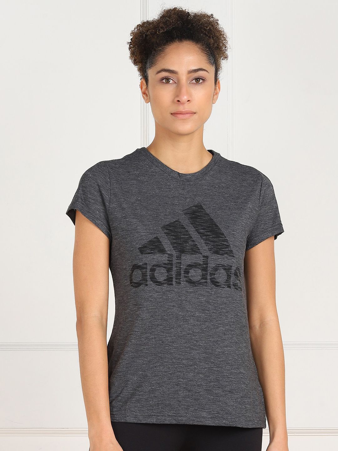ADIDAS Women Grey Brand Logo Printed Sustainable T-shirt Price in India