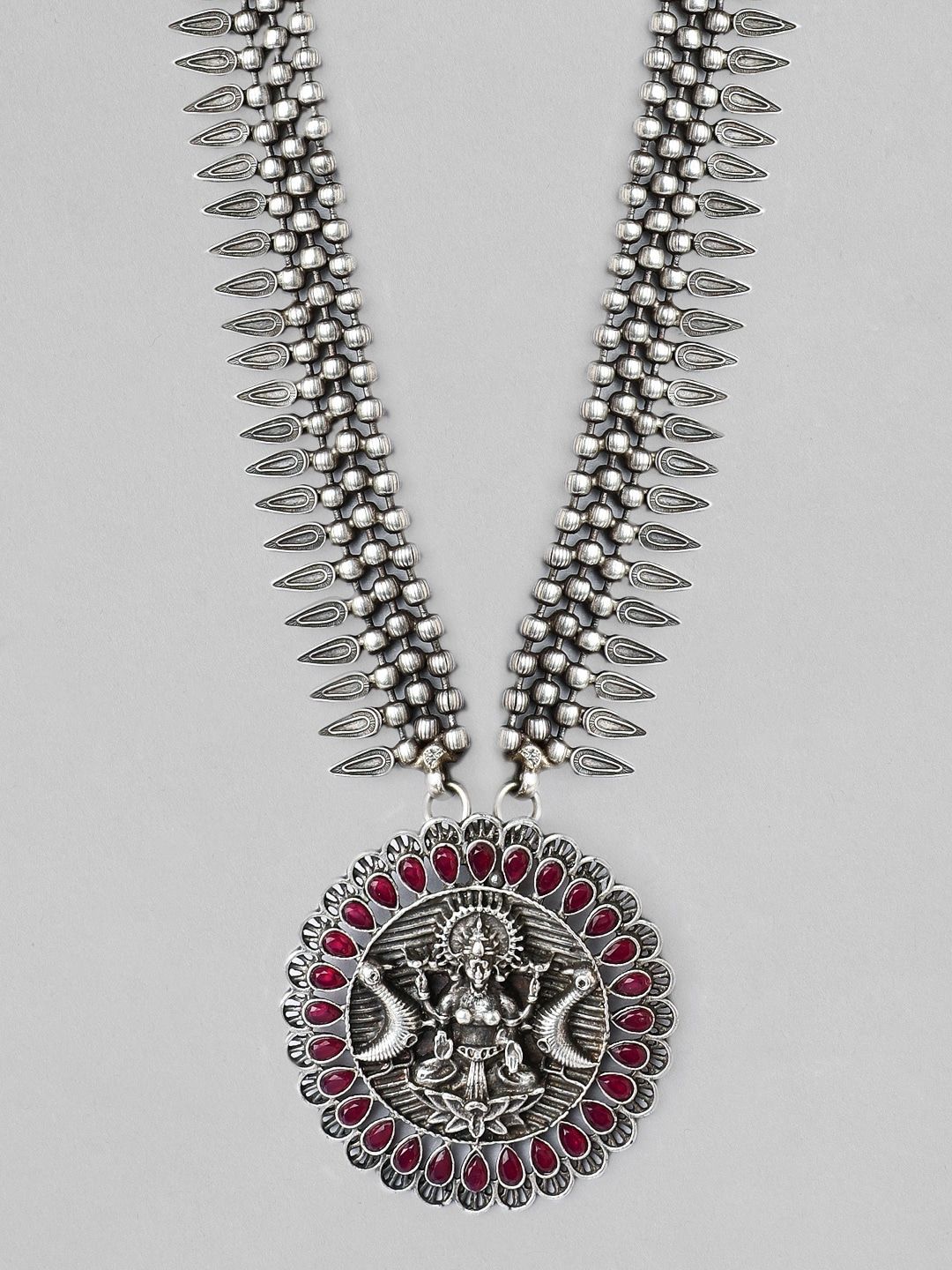 Rubans Silver-Plated Oxidised Handcrafted Necklace Price in India