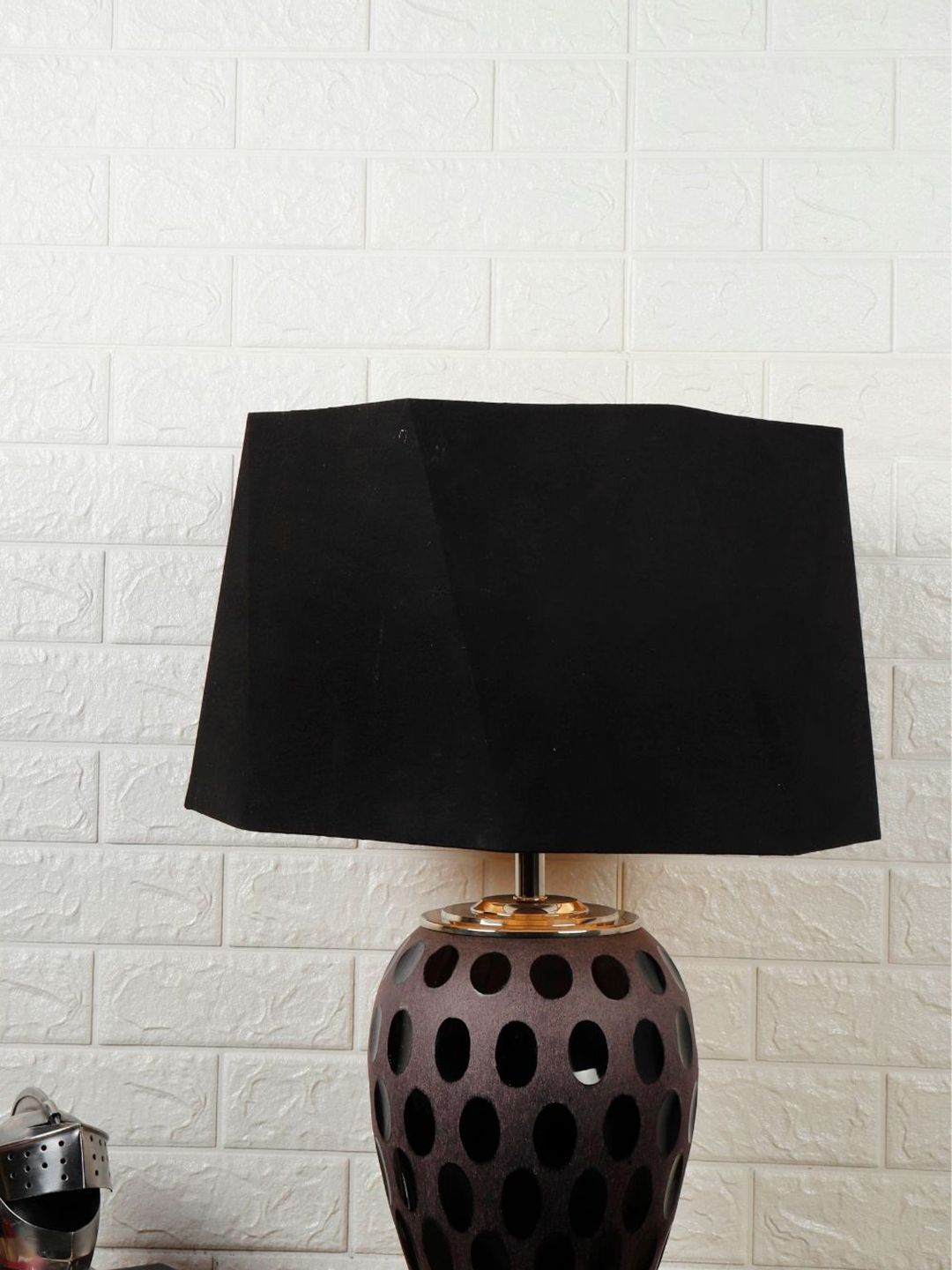 Grated Ginger Black Solid Handcrafted Table Lamp Price in India