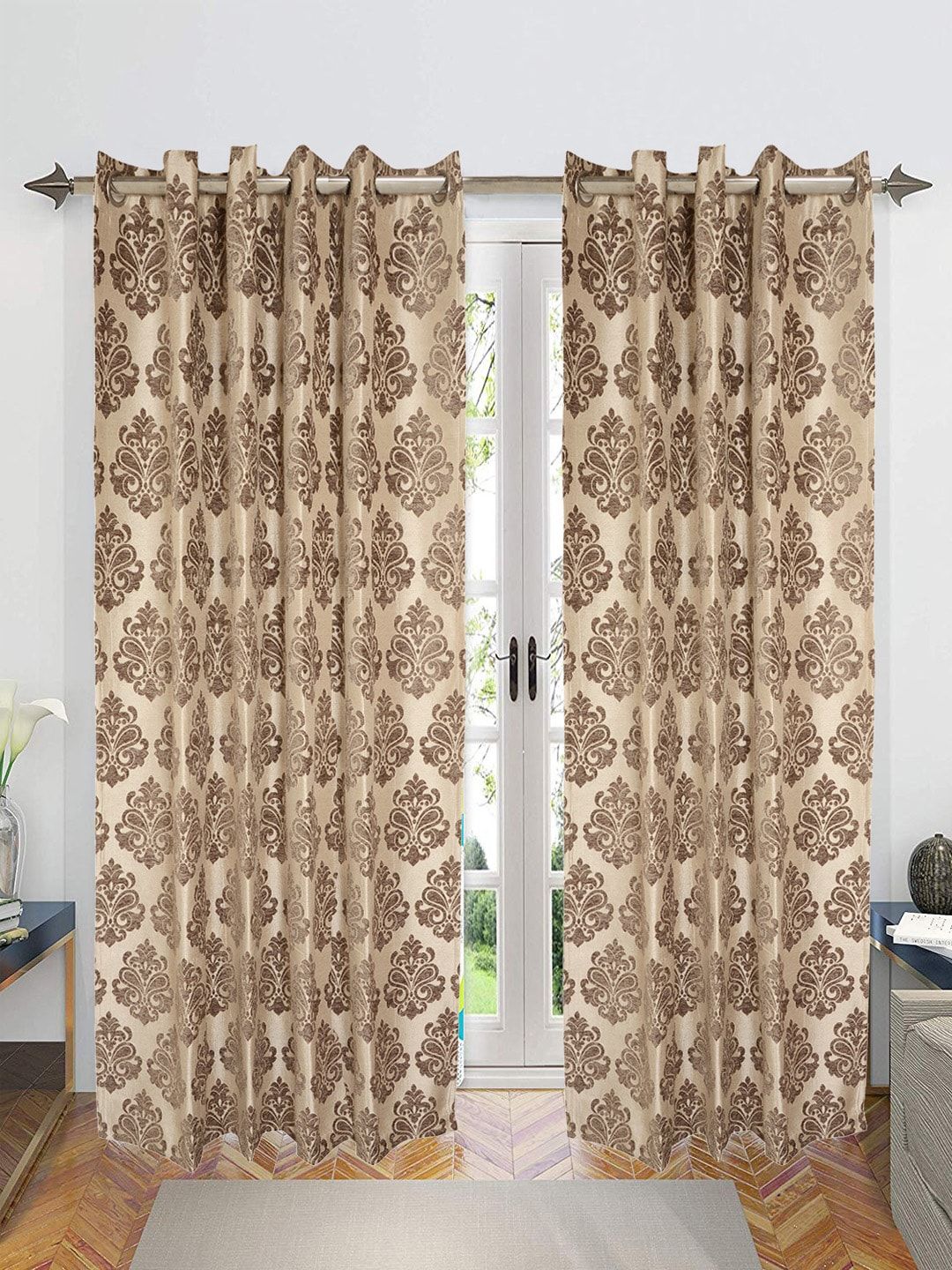 Saral Home Beige & Brown Set of 2 Door Curtains Price in India