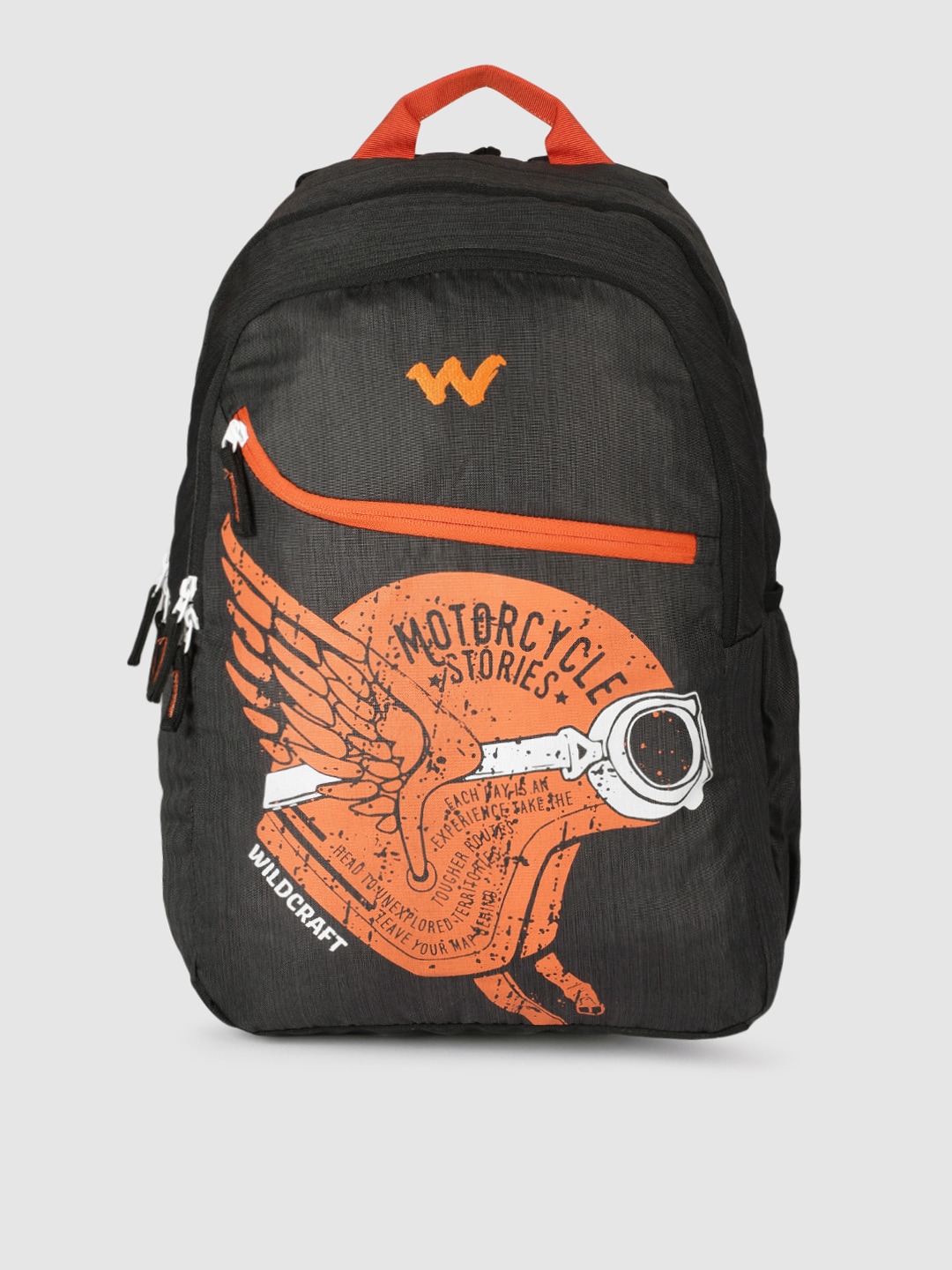 Wildcraft Unisex Black & Orange Printed Backpack Price in India