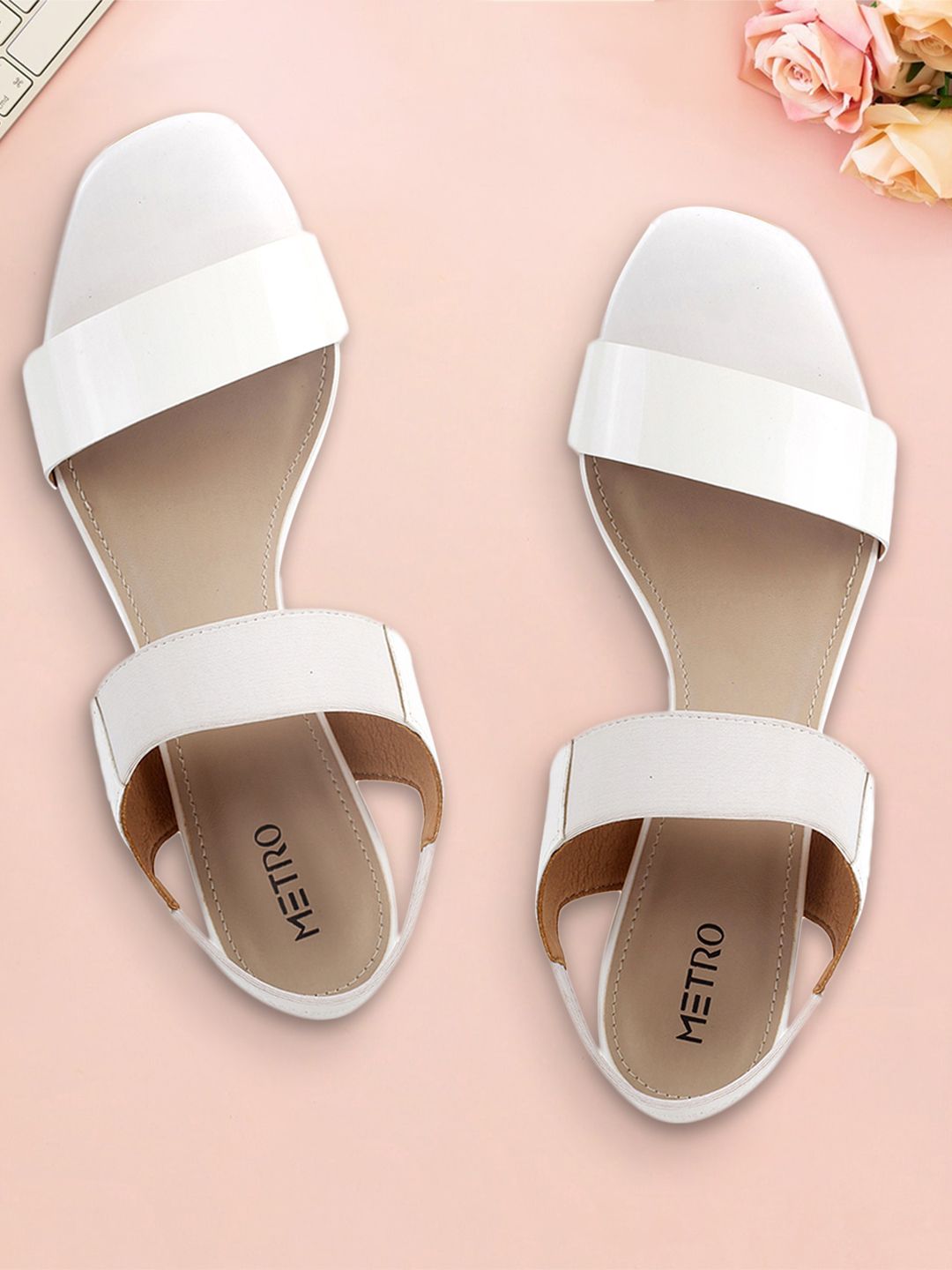 Metro Women White Solid Heels Price in India