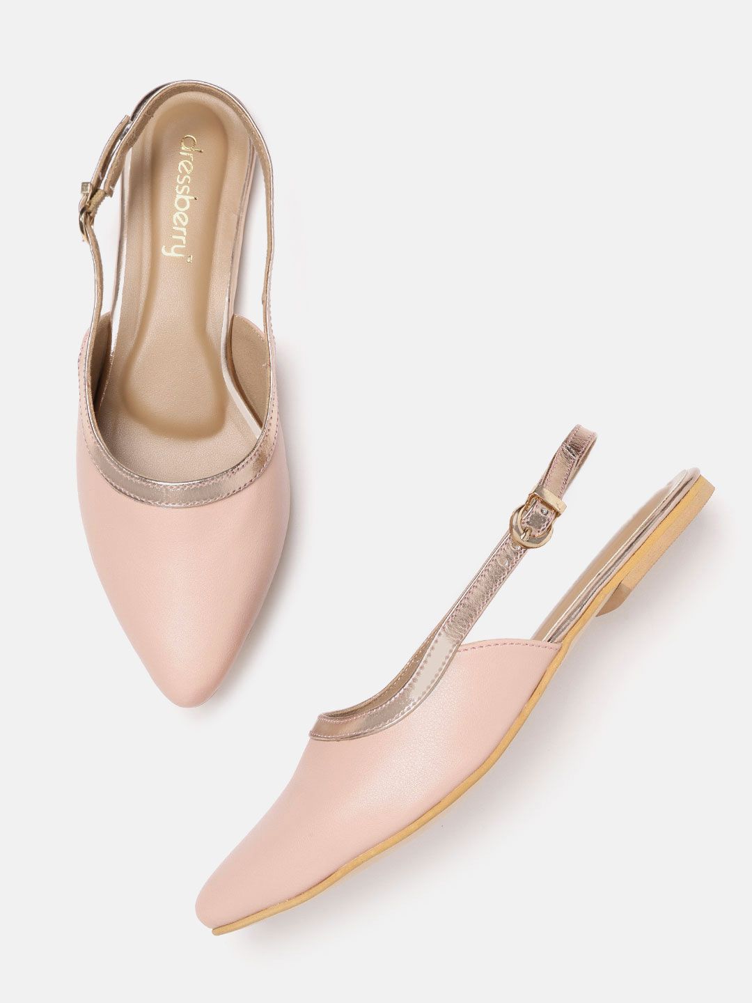 DressBerry Women Peach-Coloured Solid Flats