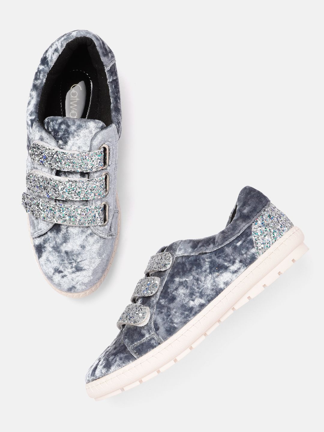 Catwalk Women Grey Shimmery Sneakers Price in India