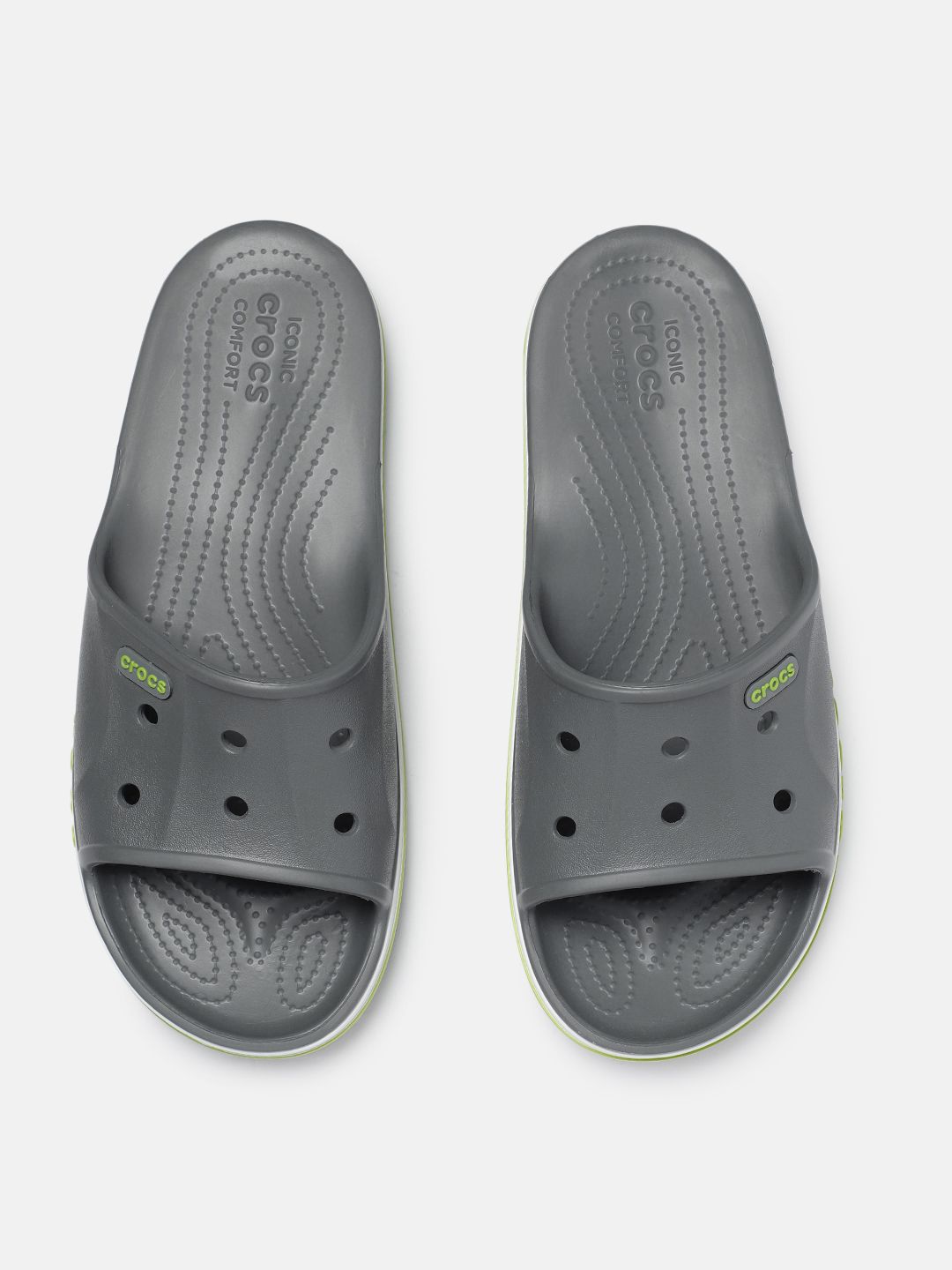 Crocs Unisex Grey Solid Bayaband Sliders Price in India