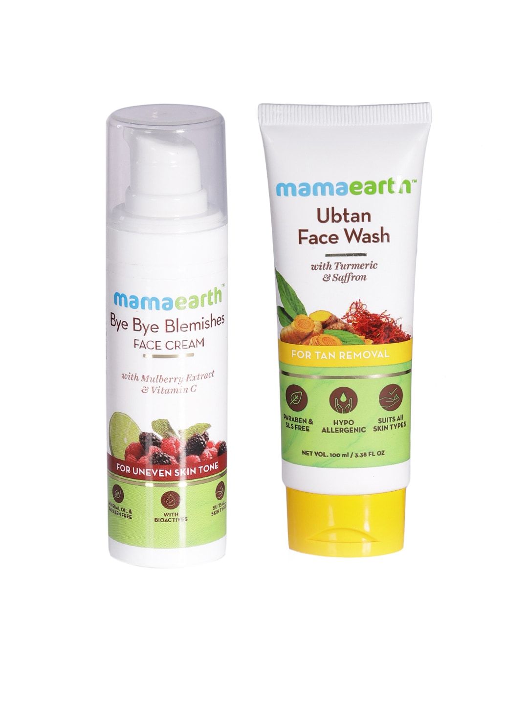 Mamaearth Set of Ubtan Face wash & Bye Bye Blemish Face Wash