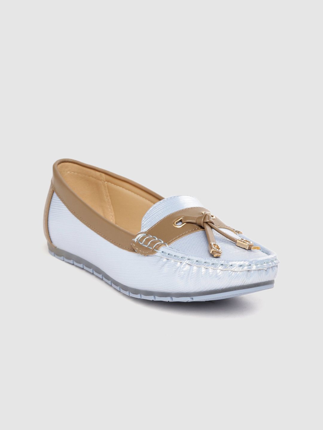 Lavie Women Blue & Brown Self Striped Tasselled Loafers Price in India