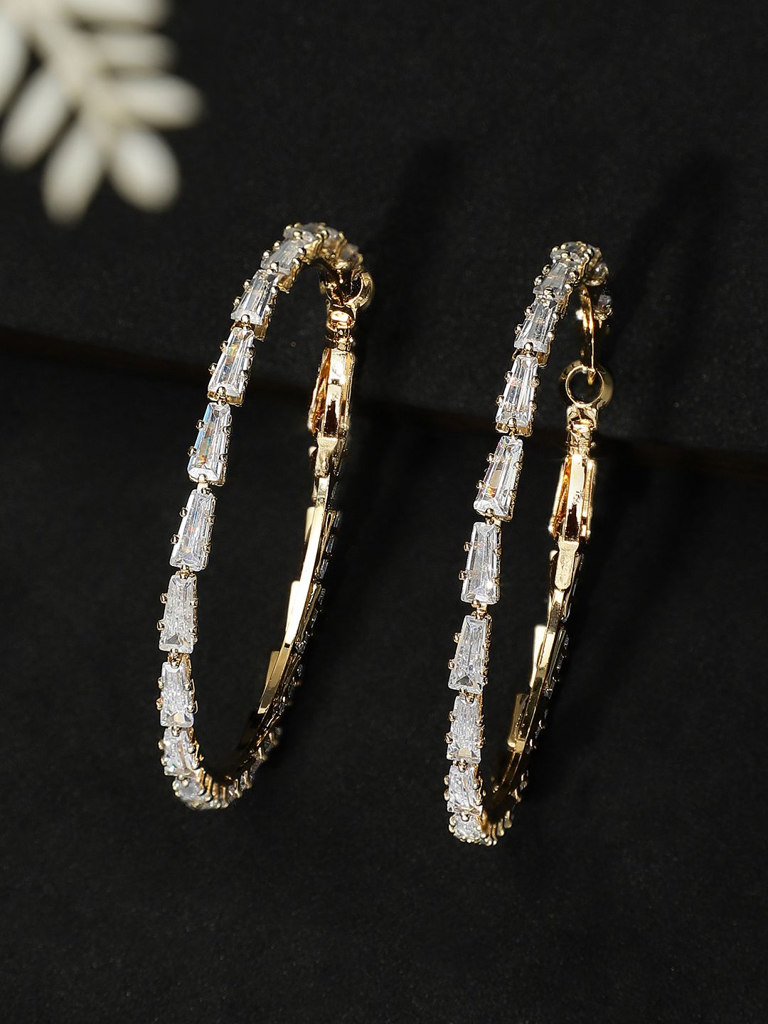 Rubans Gold-Plated Handcrafted American Diamond Stone Studded Circular Hoop Earrings Price in India