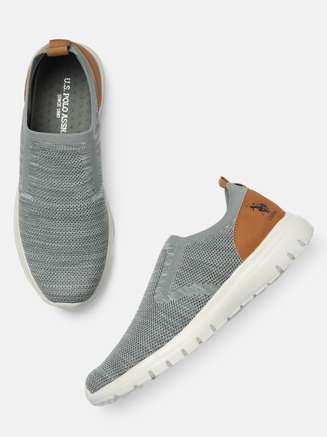 U.S. Polo Assn. Men Grey TERRI Slip-On Sneakers