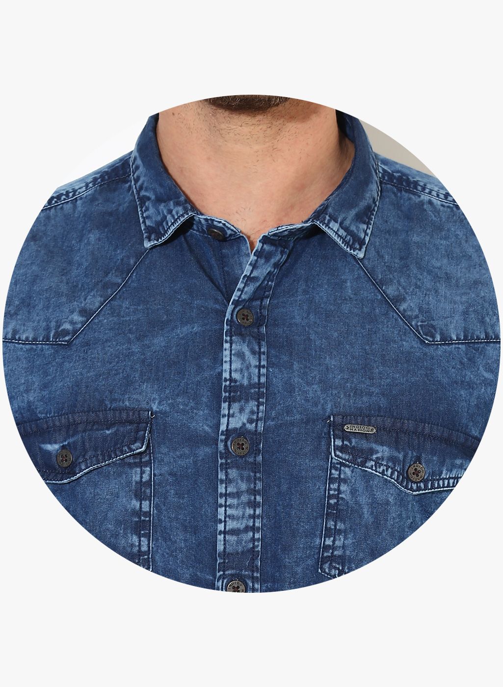 Buy Indigo Nation Men Blue Faded Slim Fit Denim Shirt - Shirts for