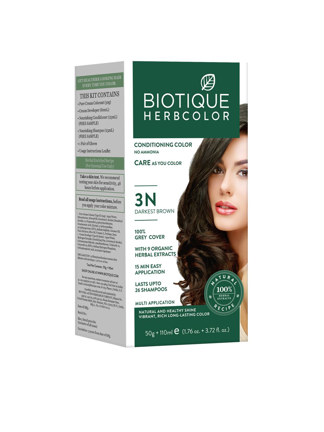 Biotique Unisex Sustainable Hair Conditioning Herbcolor - Darkest Brown 3N