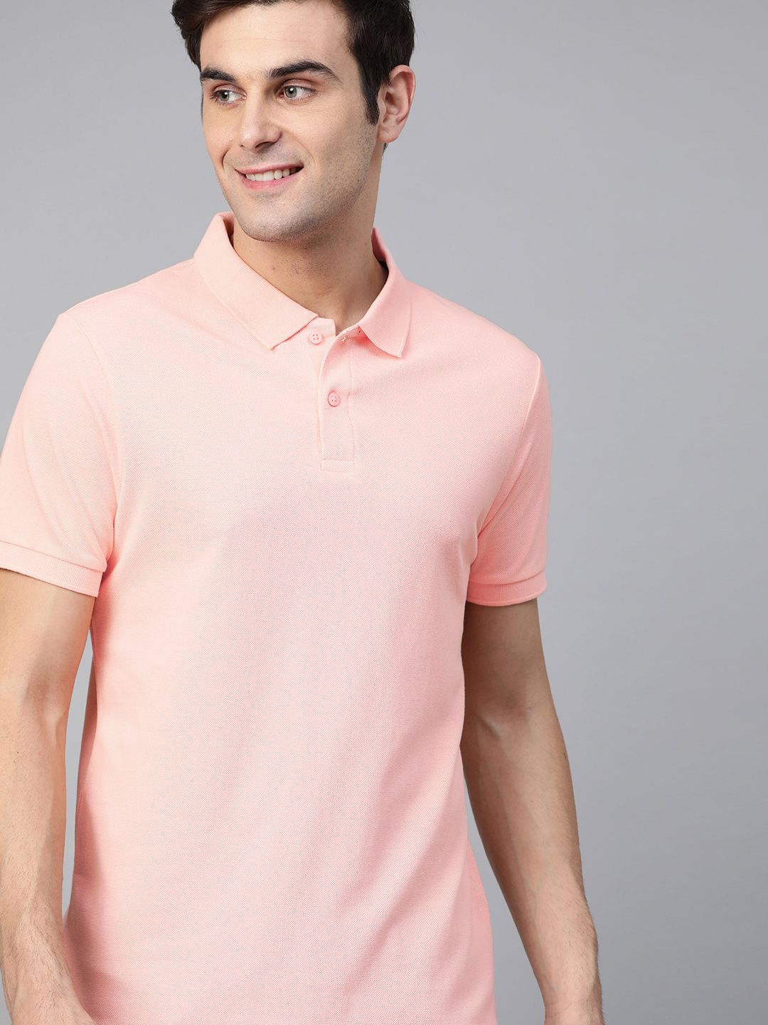 Mast & Harbour Men Pink Solid Polo Collar T-shirt