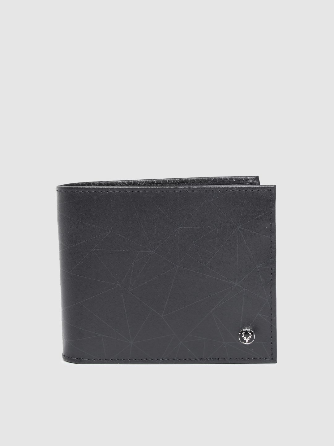 Allen Solly Allen Solly Men Navy Blue Printed Leather Two Fold Wallet