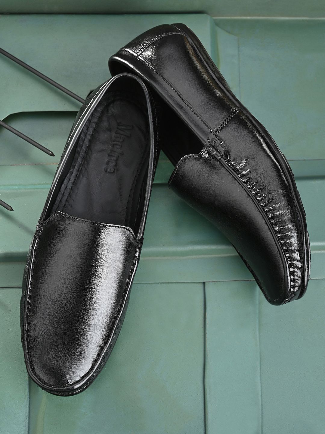 Mactree Men Black Solid Genuine Leather Formal Loafers