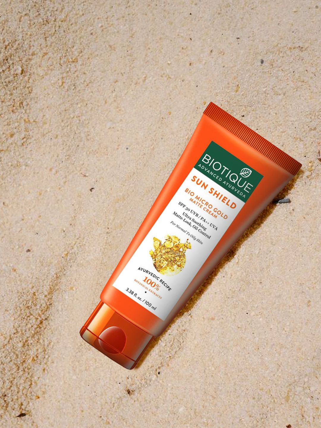 Biotique Unisex Sun Shield SPF 30 UVB/PA++ UVA Bio Micro Gold Matte Sunscreen Cream 100 ml