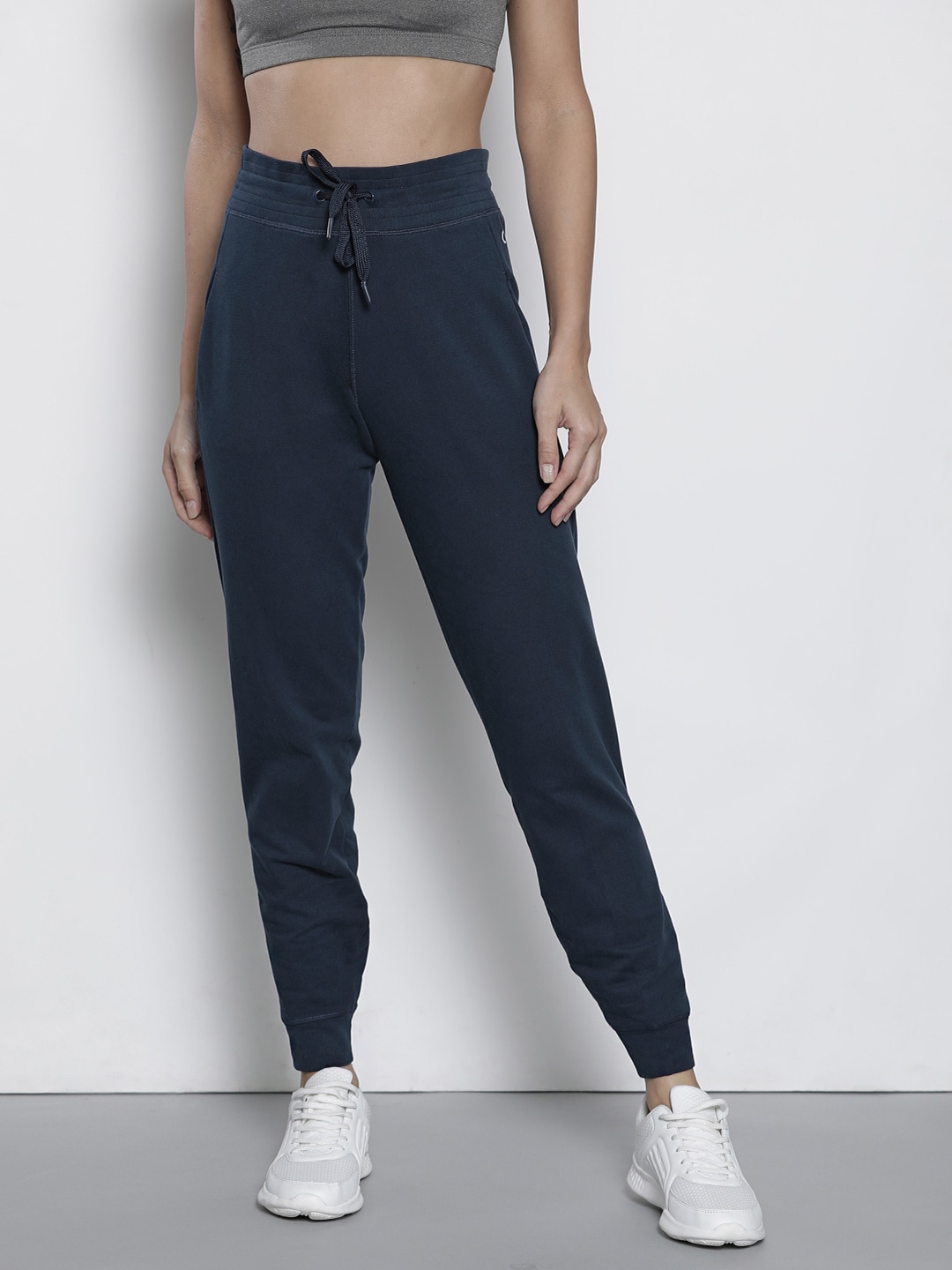 Marks & Spencer Women Navy Blue Solid Joggers Price in India
