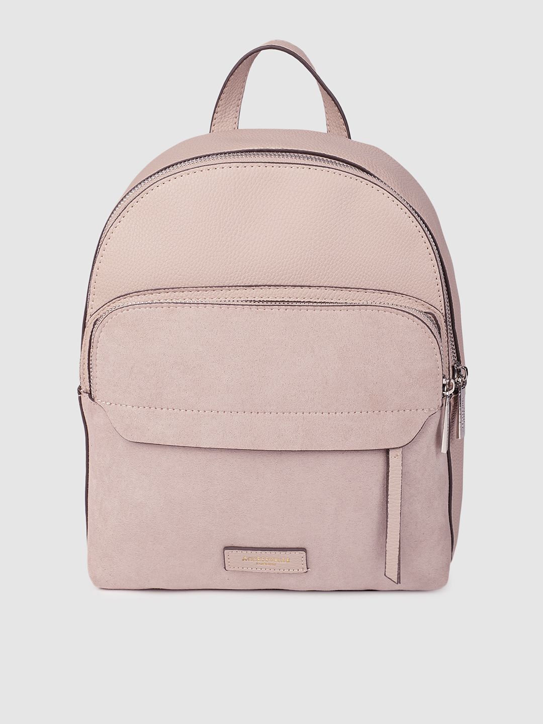 Accessorize Women Pink Solid Backpack Price in India