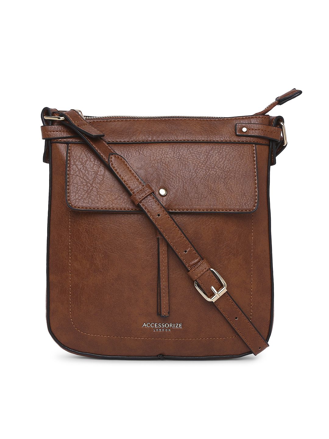 Accessorize Tan Brown Solid Sling Bag Price in India