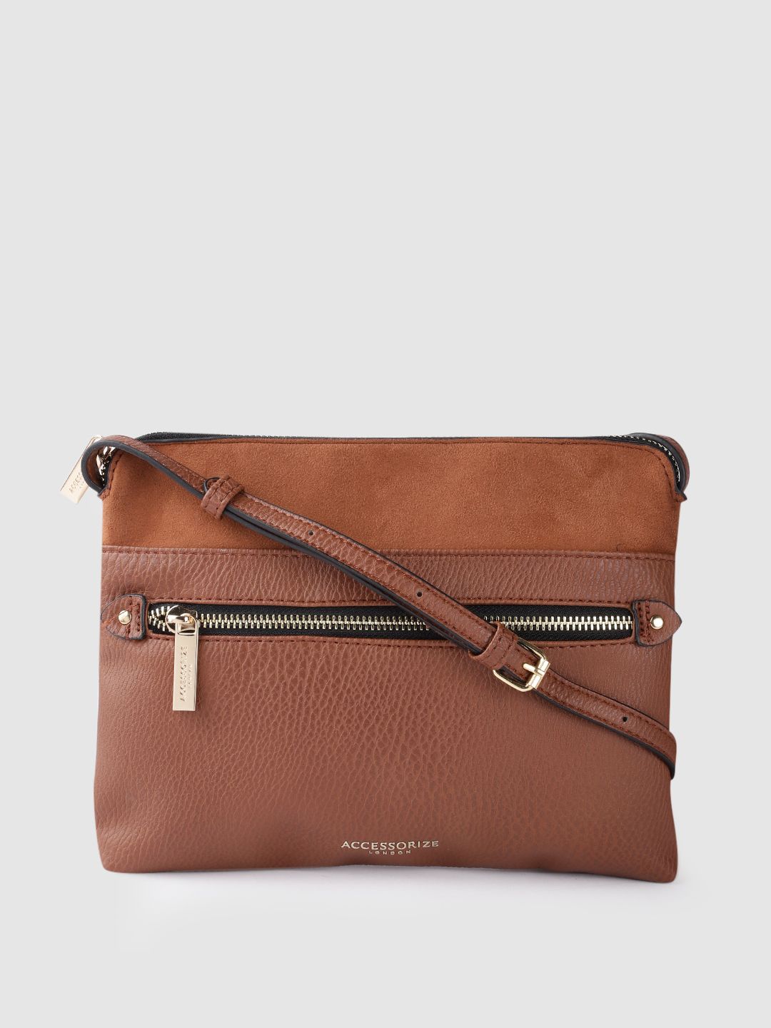 Accessorize Tan Brown Solid Sling Bag Price in India