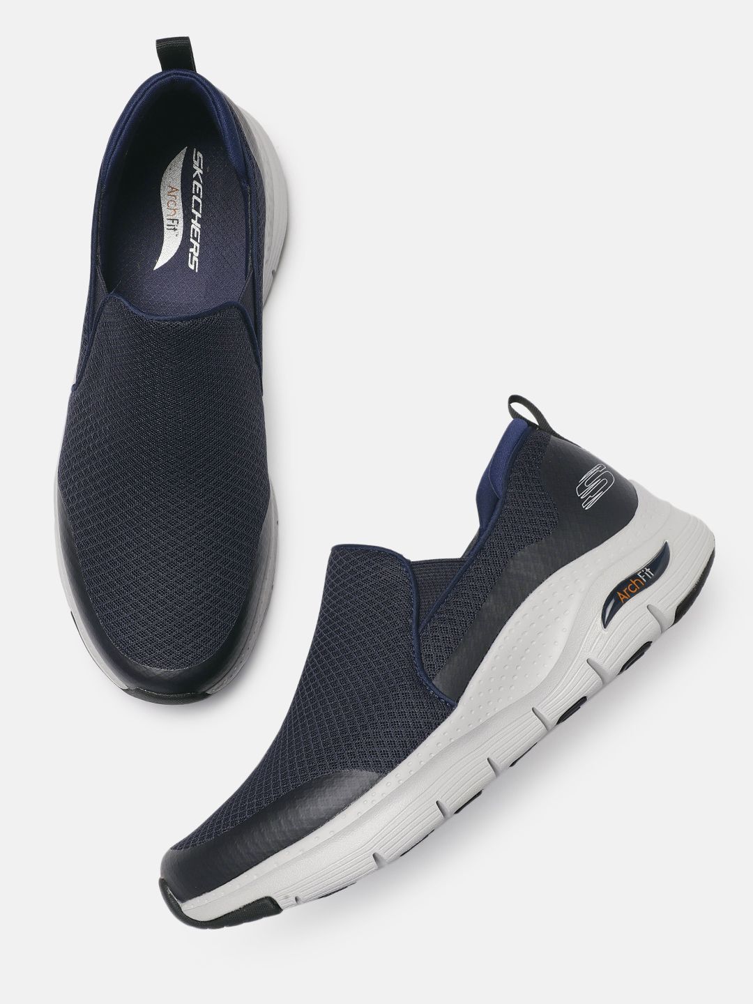 Buy Skechers Men Navy Blue ARCH FIT Slip-On Sneakers - Casual