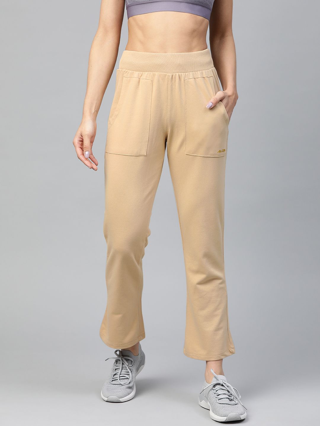 Alcis Women Beige Solid Yoga Track Pants Price in India