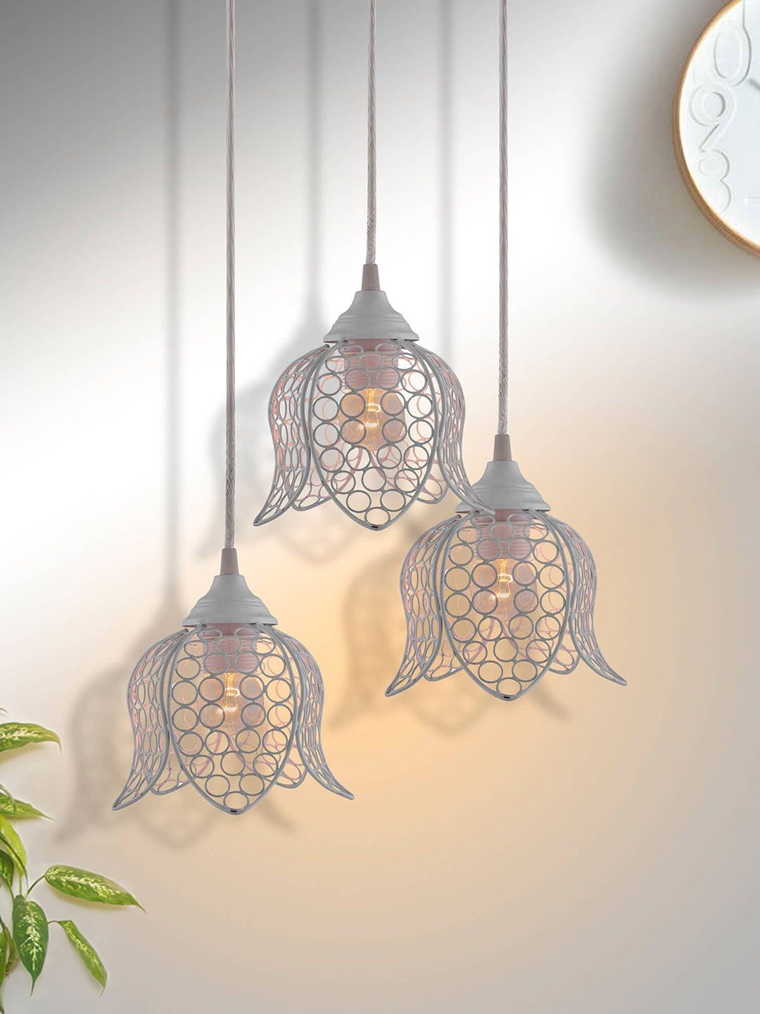 Homesake White Solid Handcrafted Lotus Cluster Light Price in India