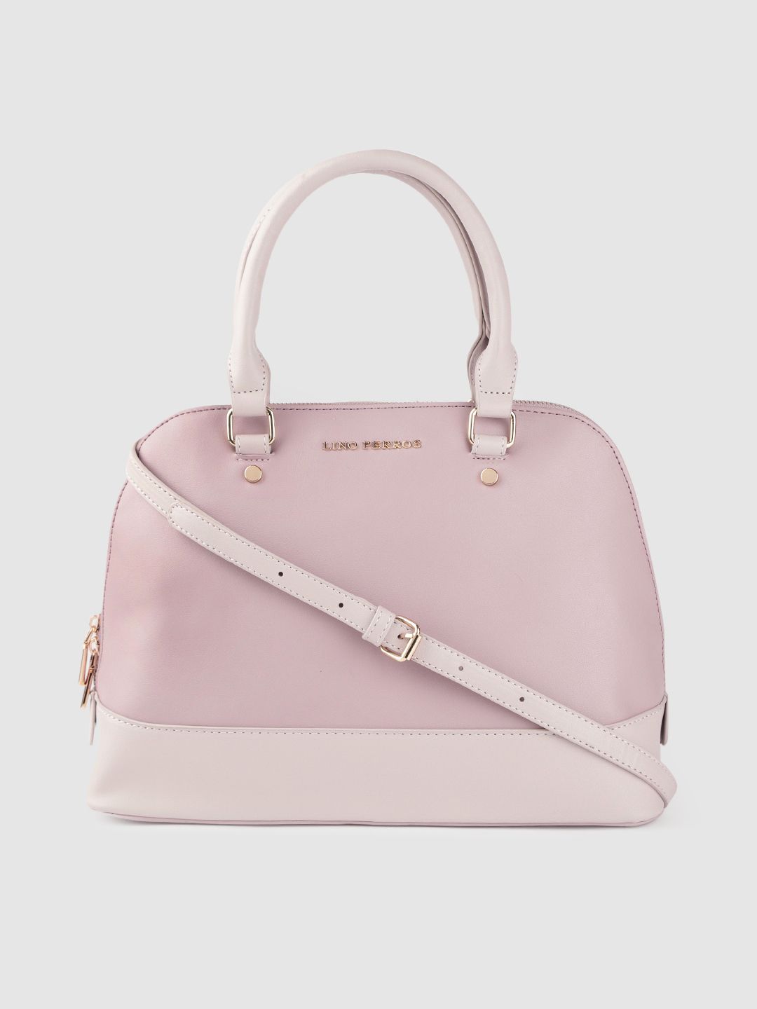 Lino Perros Dusty Pink & Beige Colourblocked Handheld Bag with Detachable Sling Strap Price in India