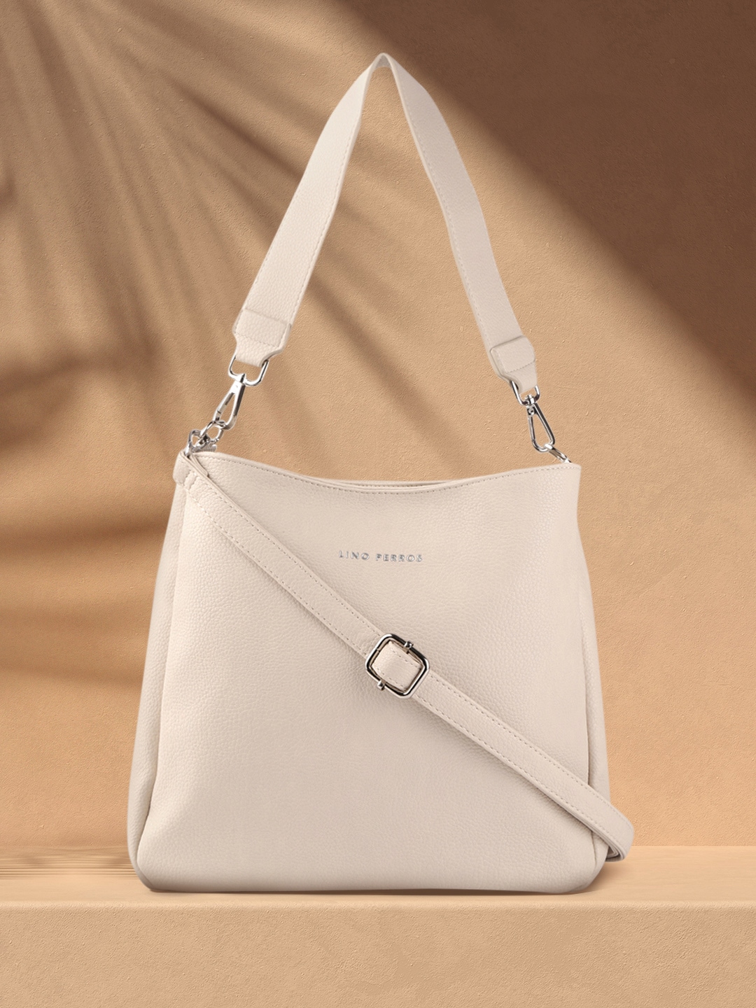 Lino Perros Off-White Solid Hobo Bag Price in India