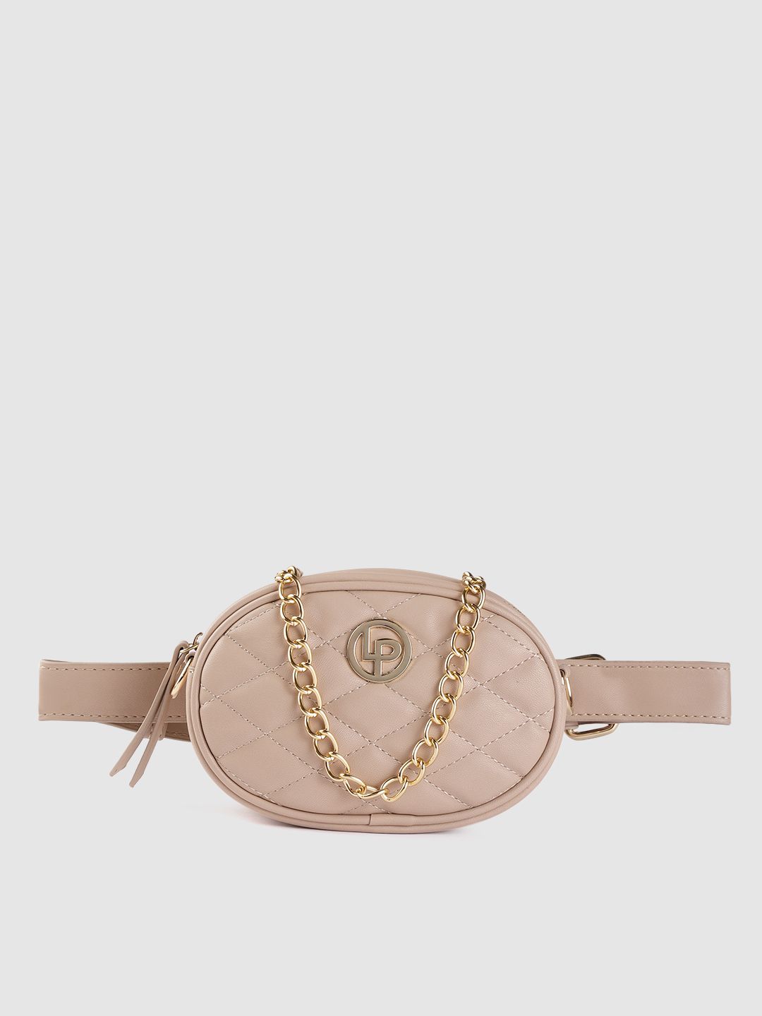 Lino Perros Beige Quilted Sling Bag cum Waist Pouch Price in India