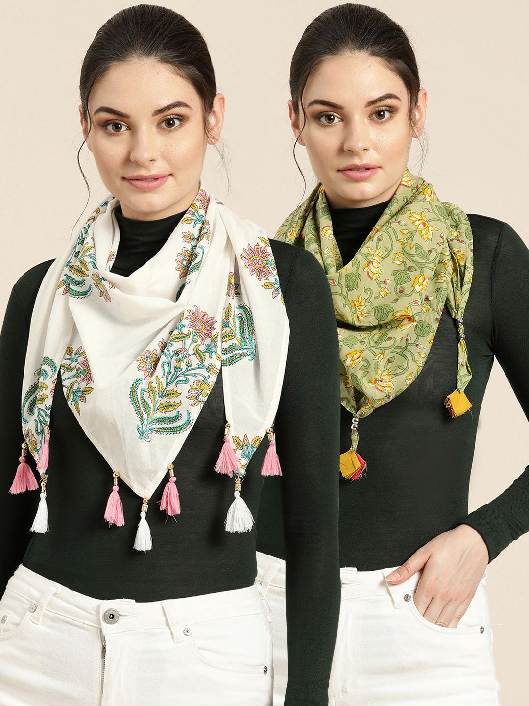Shae by SASSAFRAS Women Pack Of 2 Printed Stoles Price in India