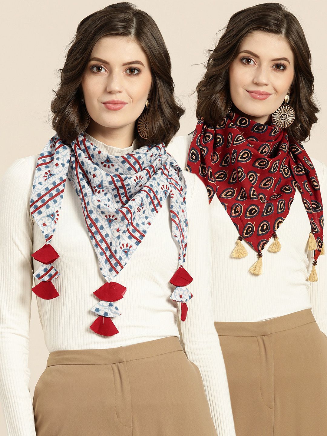 Shae by SASSAFRAS Women Pack Of 2 Printed Scarves Price in India