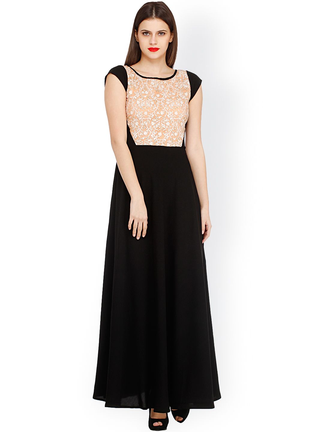 Cottinfab Black Maxi Dress Price in India