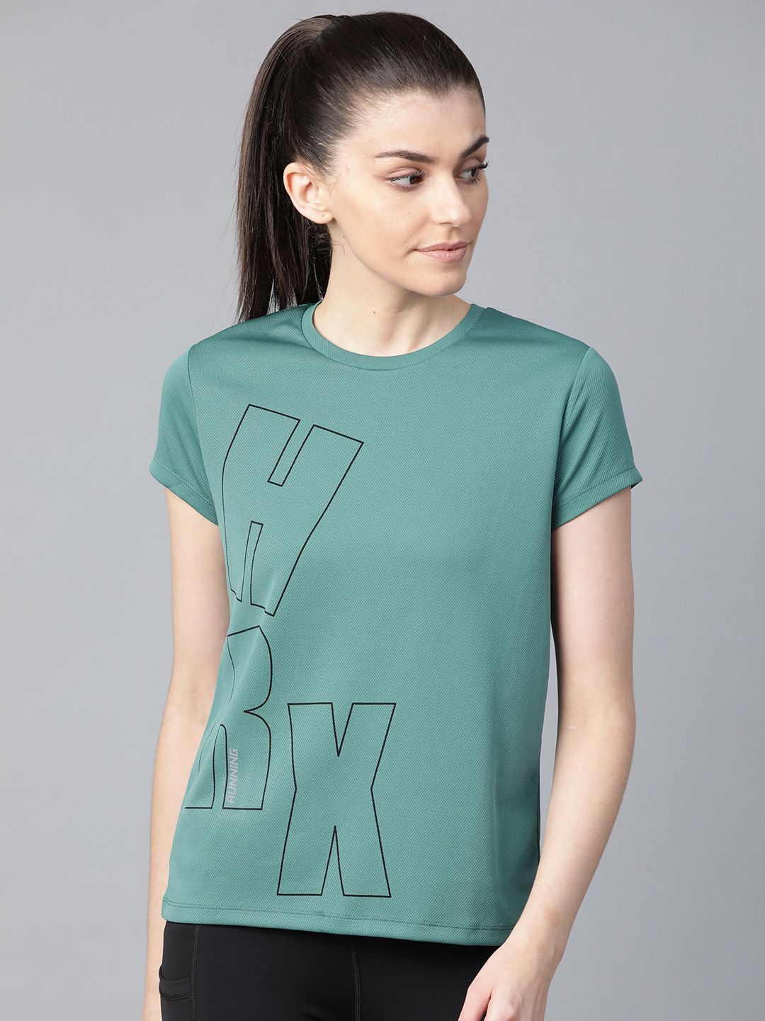 Buy Goldstroms Printed Women Round Neck Green T-Shirt Online at
