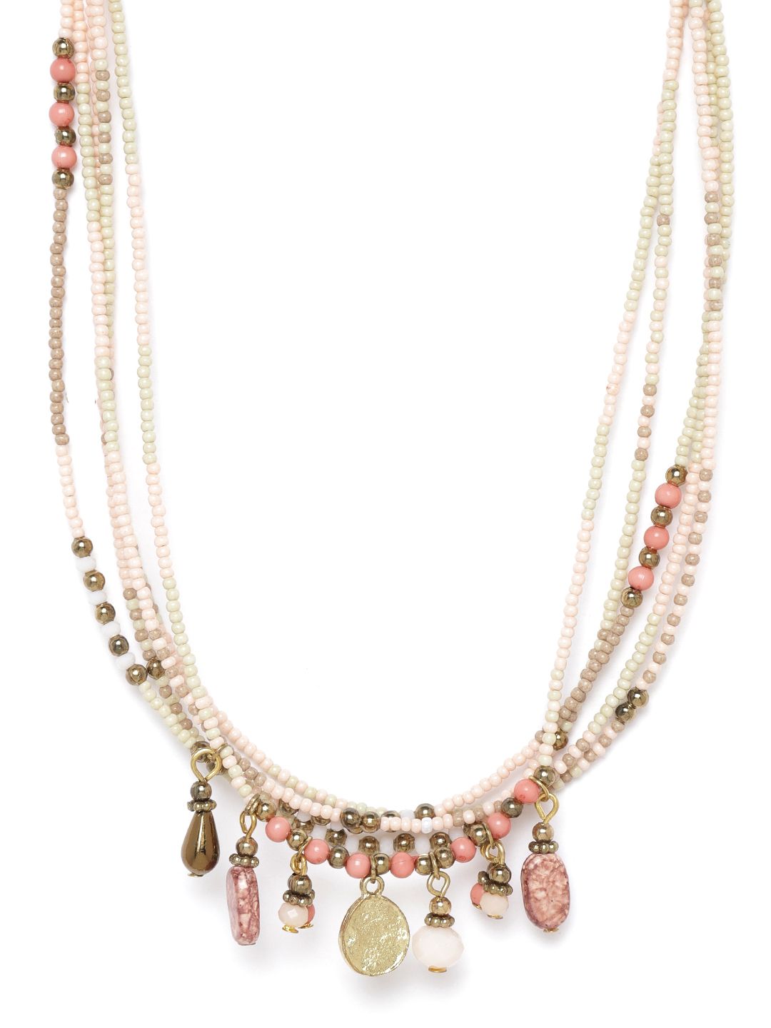 RICHEERA Women Pink Antique Gold-Plated Beaded Necklace Price in India