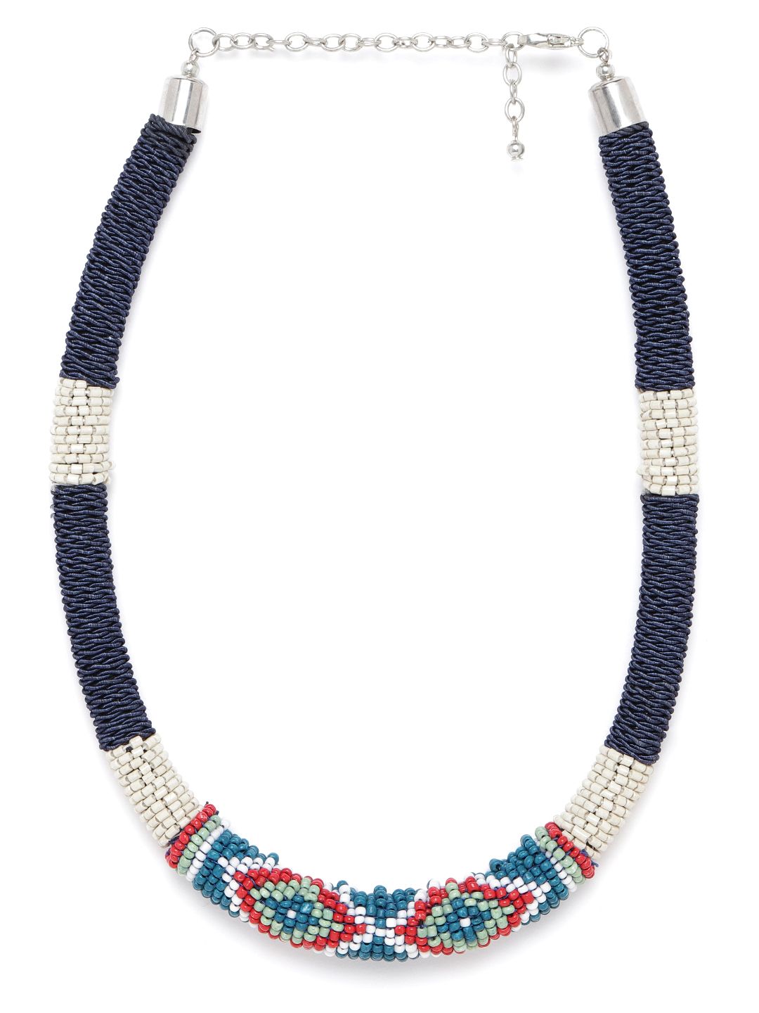 RICHEERA Women Blue & Off-White Beaded Necklace Price in India