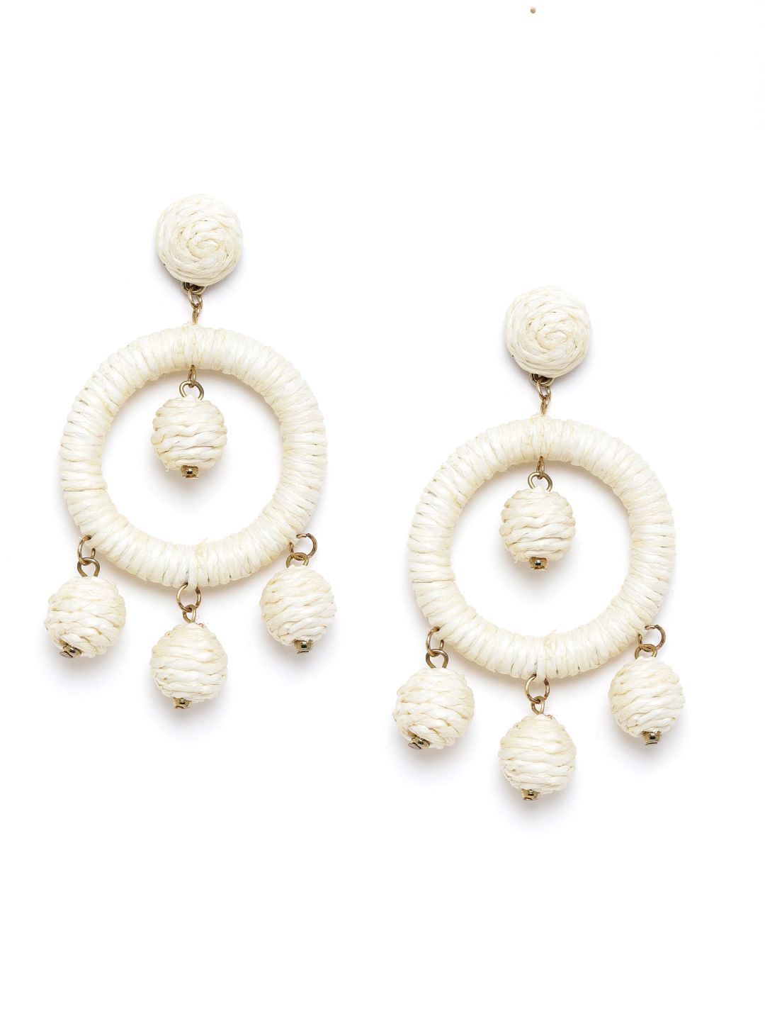 RICHEERA Off-White Geometric Drop Earrings Price in India