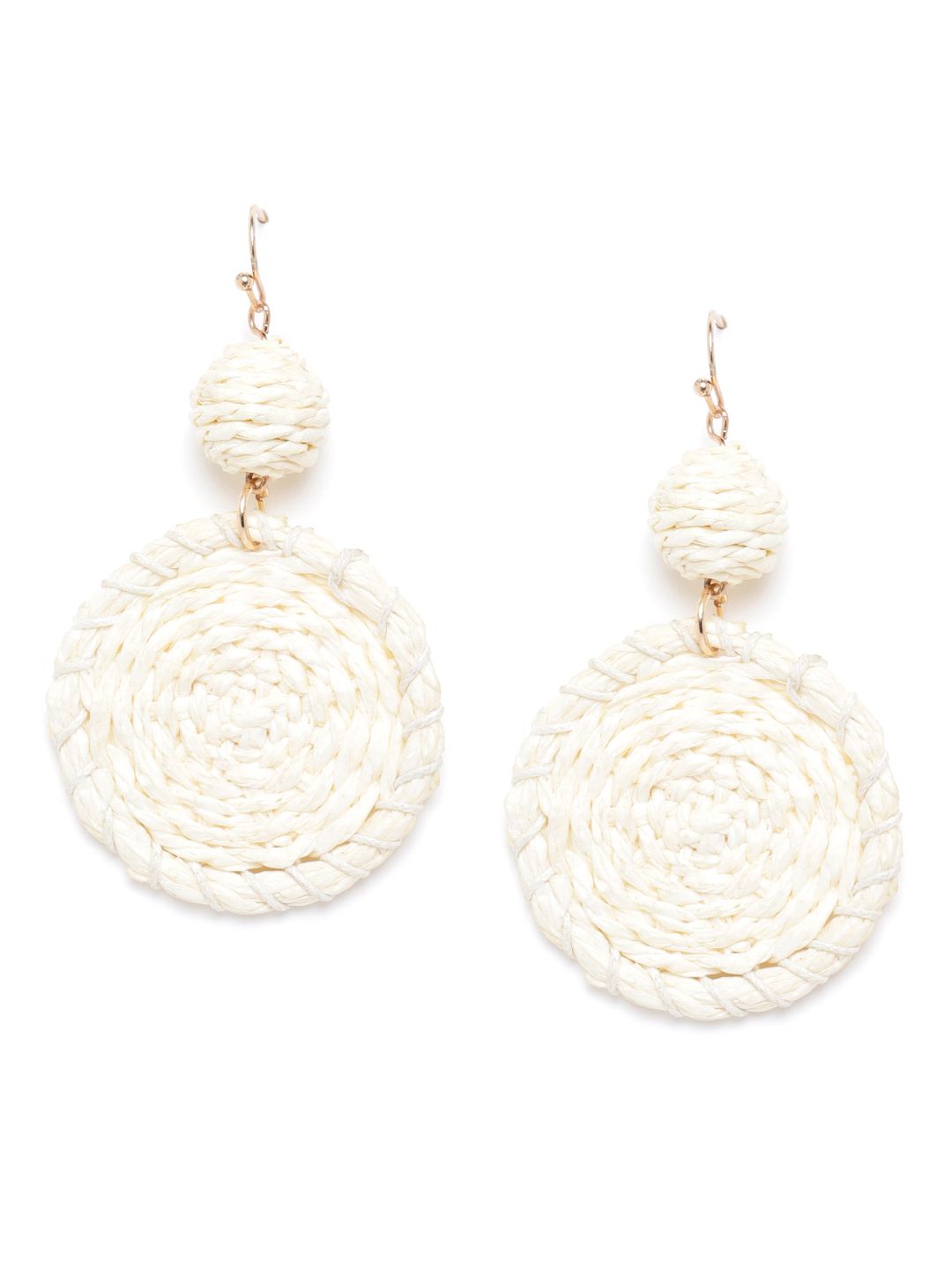 RICHEERA Off-White Circular Drop Earrings Price in India