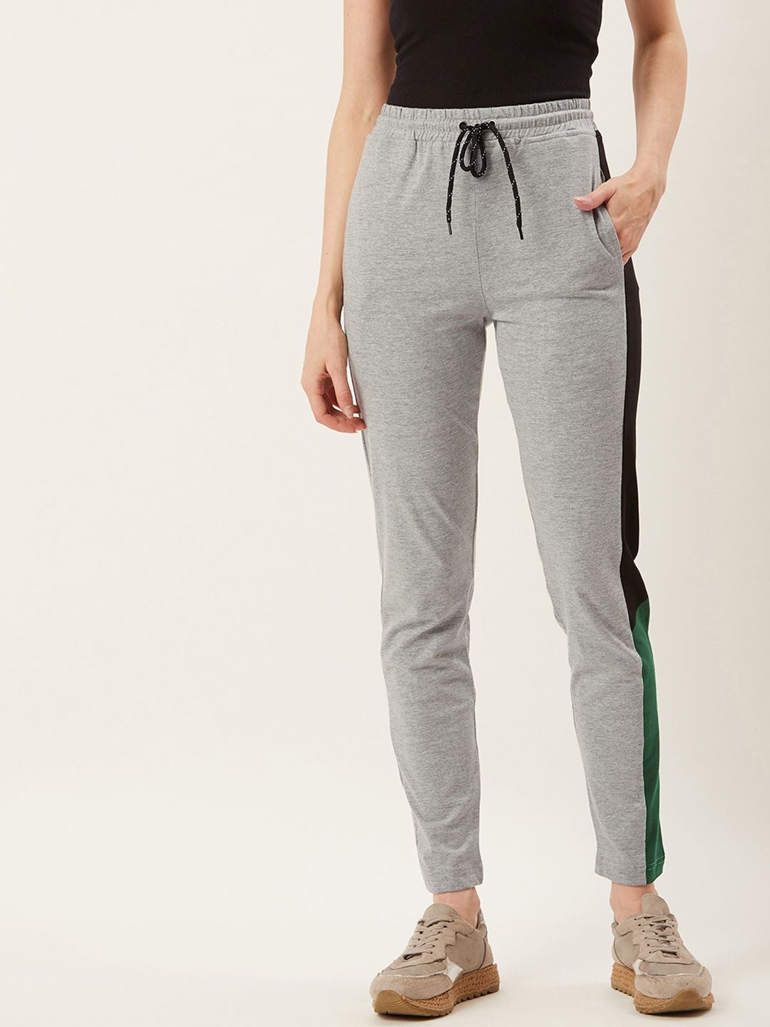 Alsace Lorraine Paris Women Grey Melange Solid Track Pants Price in India