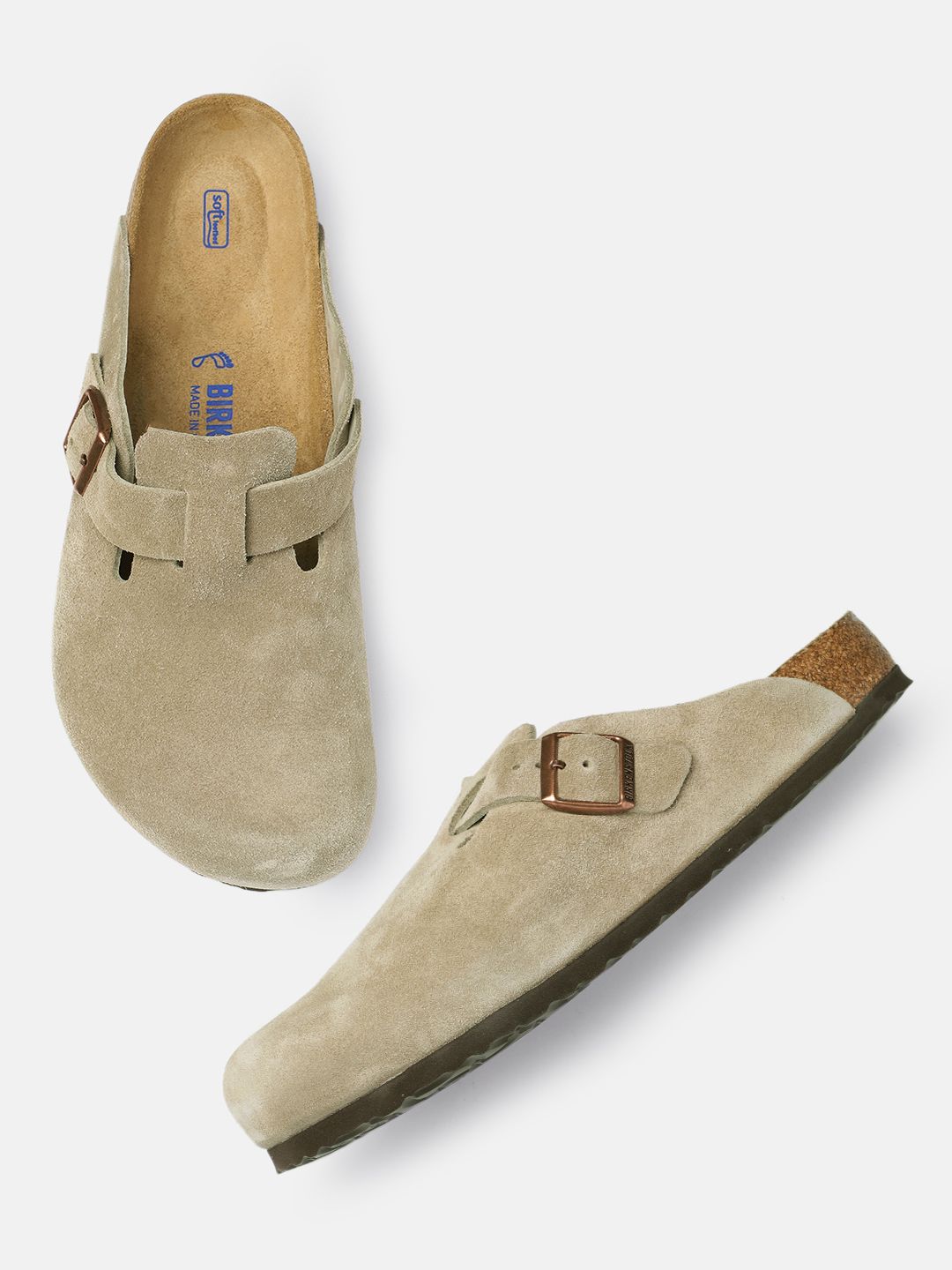 Buy Birkenstock Boston Soft Footbed Taupe Regular Width Suede
