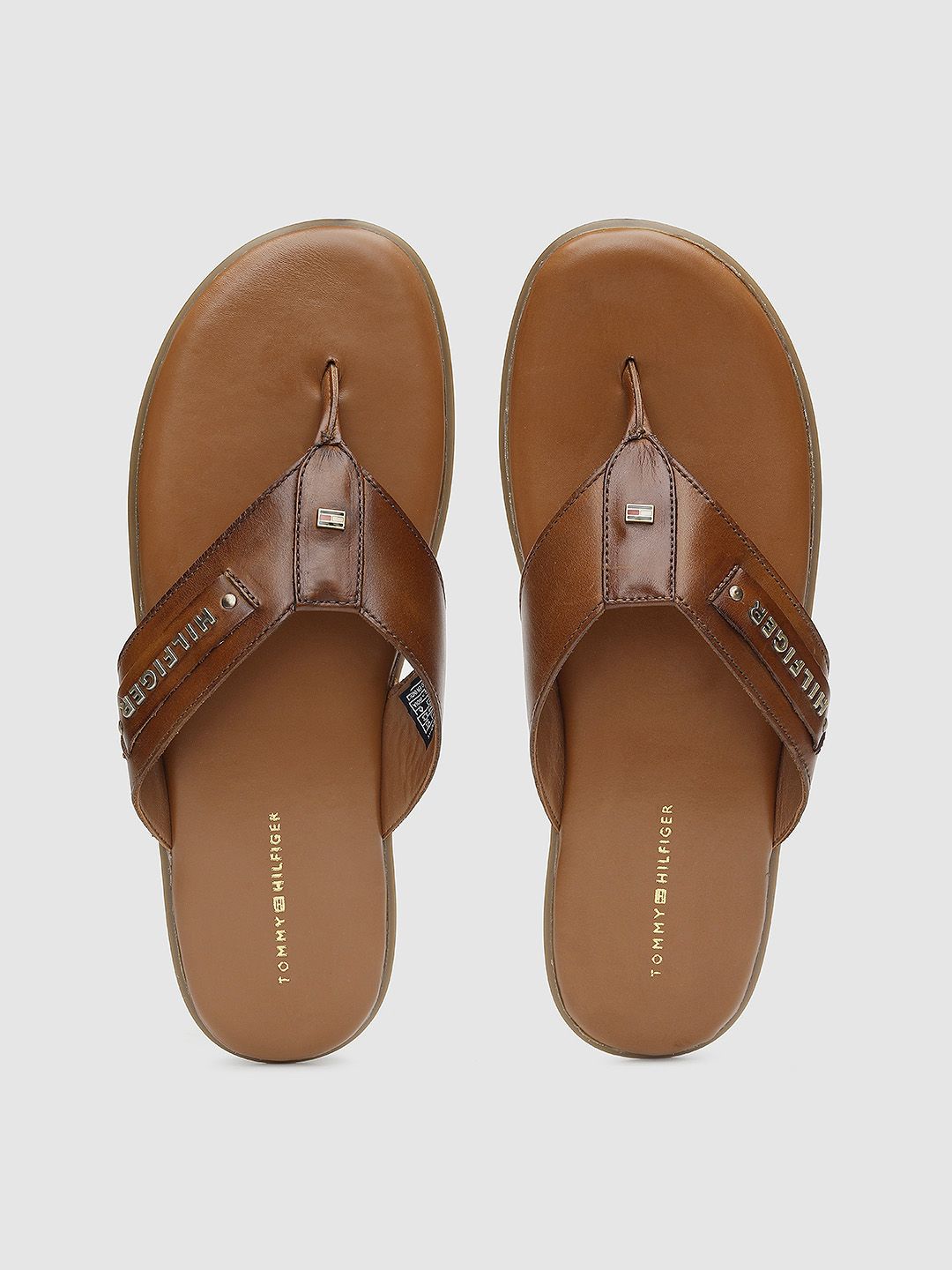 Tommy Hilfiger Men Brown Leather Sandals