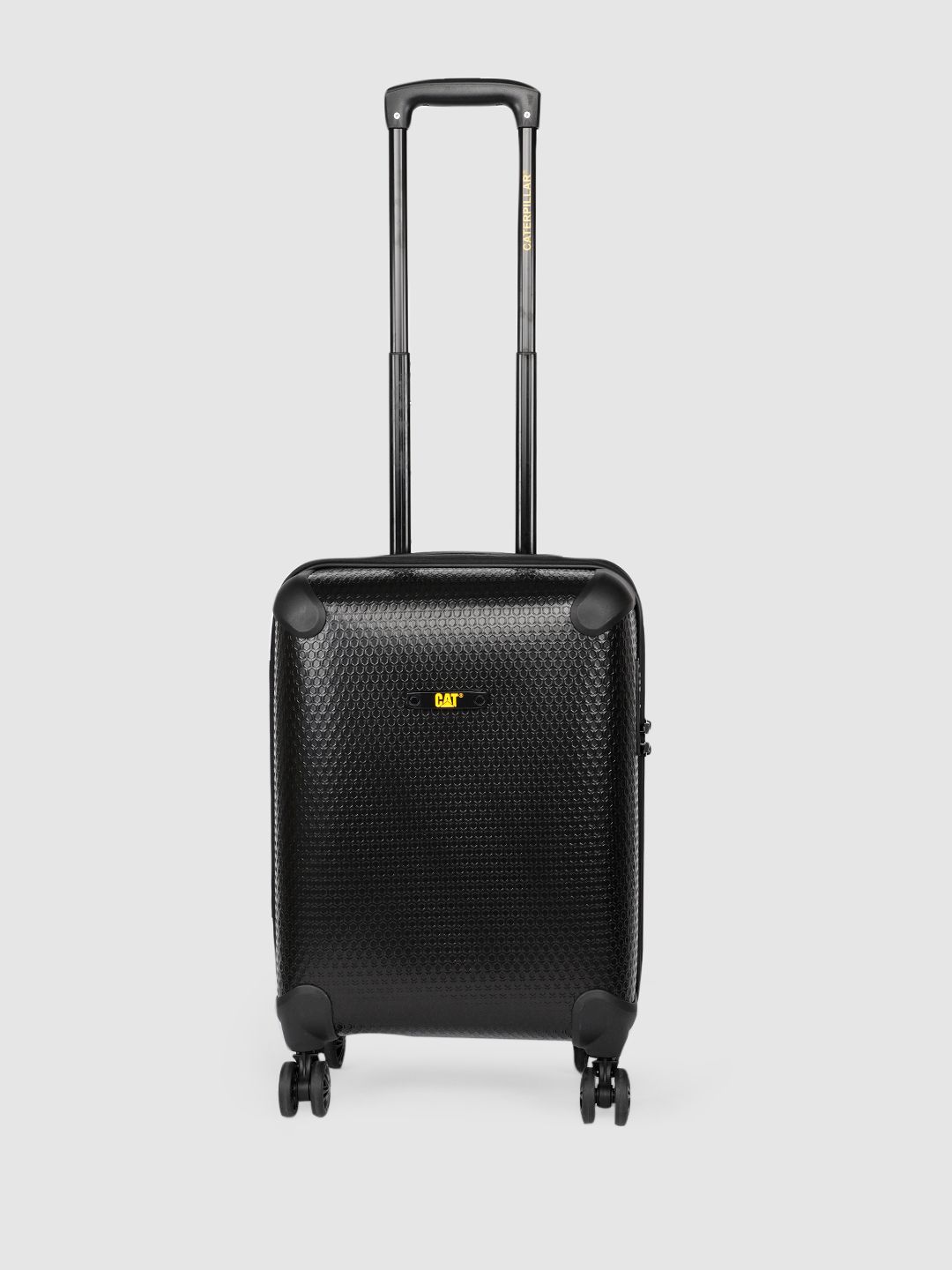 CAT Black Hexagon Hardside Lightweight Cabin Trolley Suitcase Price in India