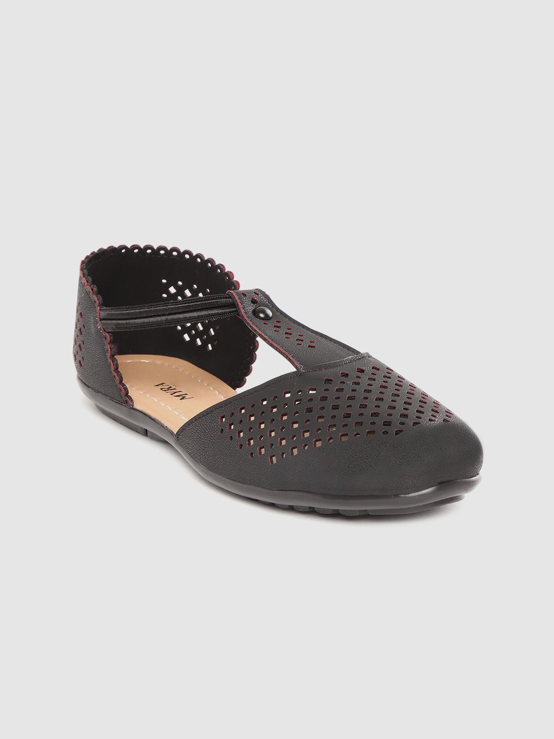 Myra Women Black Cut-Out Flats Price in India